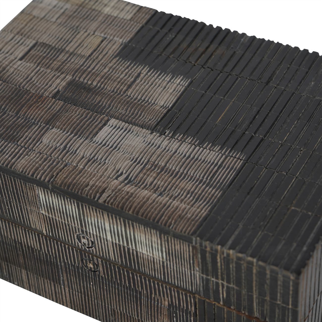 Rustic Grey & Black Buffalo Horn Storage Box Small